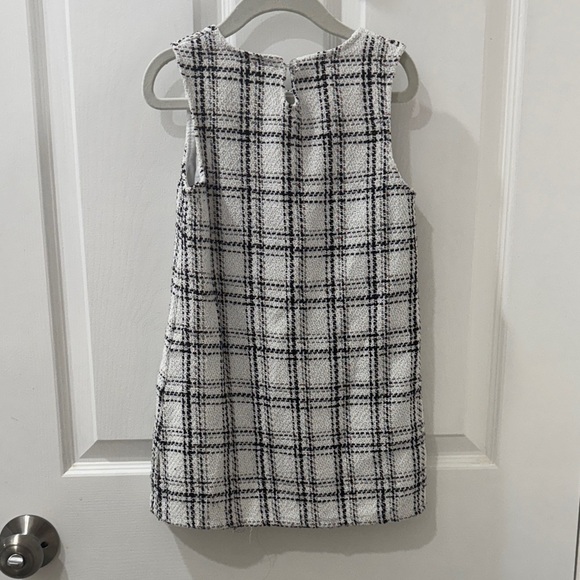 Max Studio Kids Black and White Checkered Kids Tweed Sleeveless Dress w Pockets - Picture 4 of 5